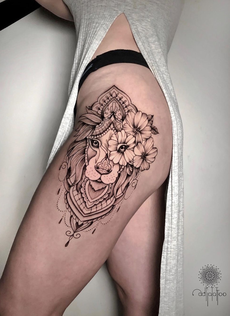 Get This Beautiful and Sensual Flower and Mandala Tattoo Design. - Etsy |  Leg tattoos women, Thigh tattoos women, Hip thigh tattoos