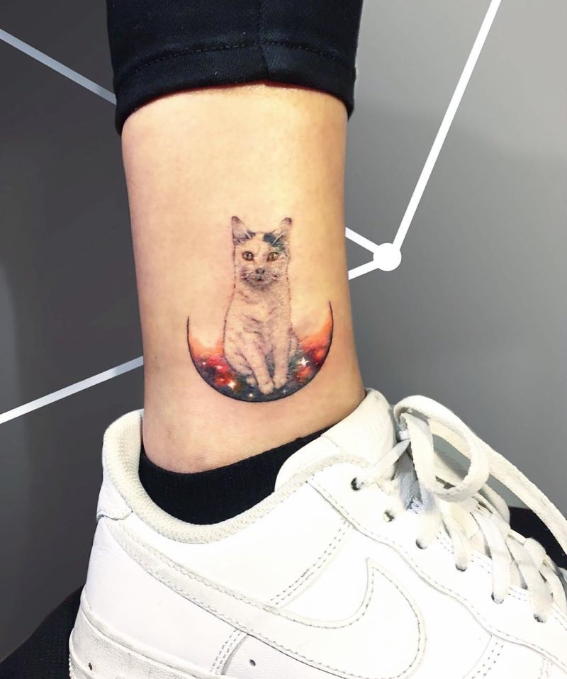 watercolor tattoo cat