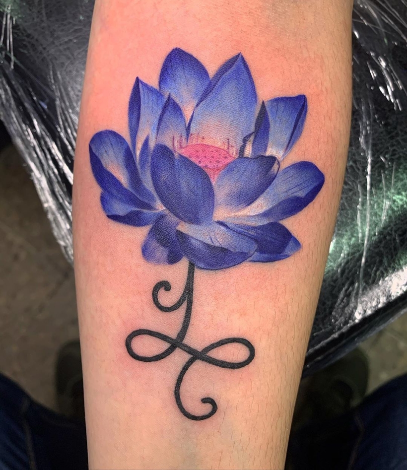 SAVI 3D Temporary Tattoo Black Buddha Pink Blue Lotus Flower Design Size  19x12CM  1PC  Amazonin Beauty
