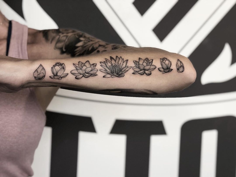 lotus moon phases tattoo