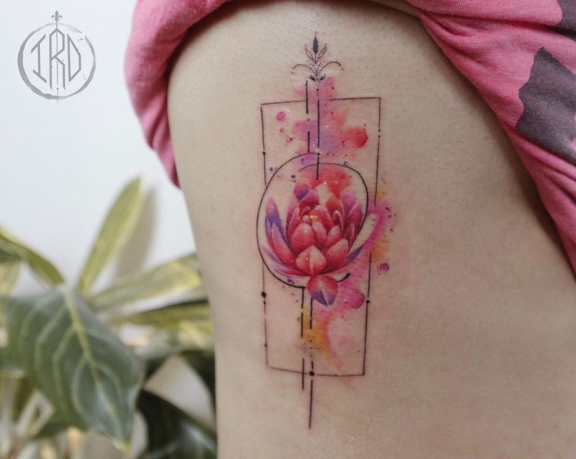 watercolor lotus tattoo