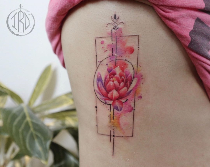 Purple Lotus and Blue Sky Flower Temporary Tattoos| WannaBeInk.com