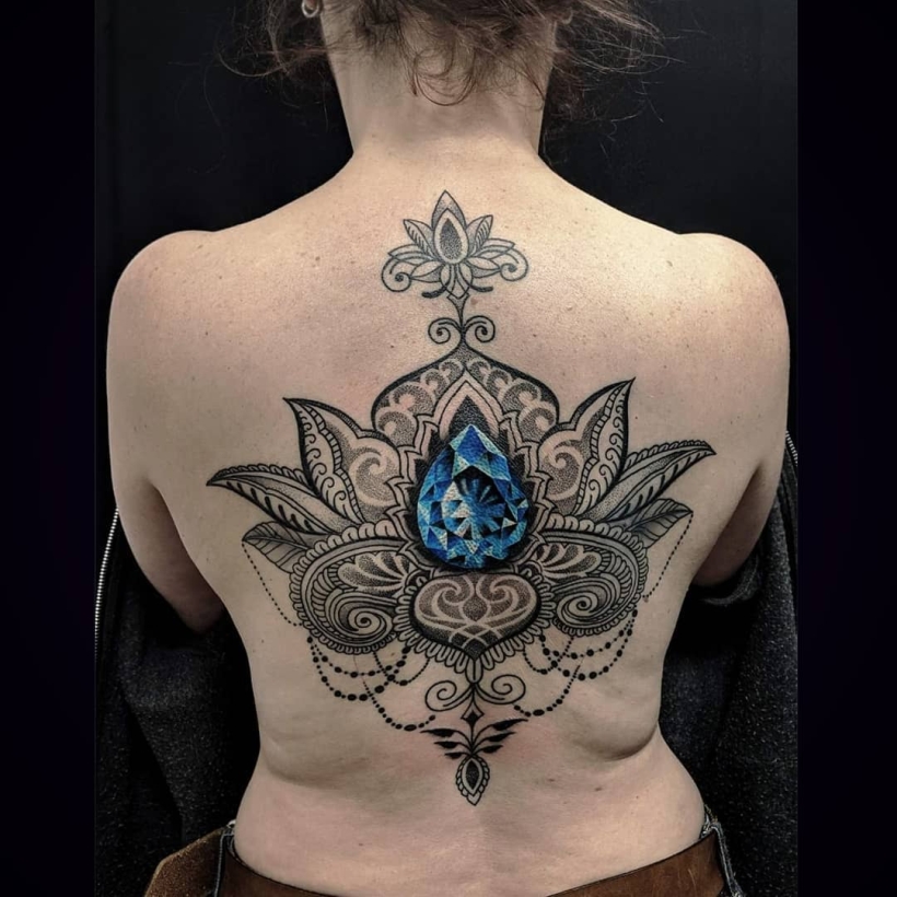 Cool Paint Lotus Tattoo on Shoulder Blade  Best Tattoo Ideas Gallery