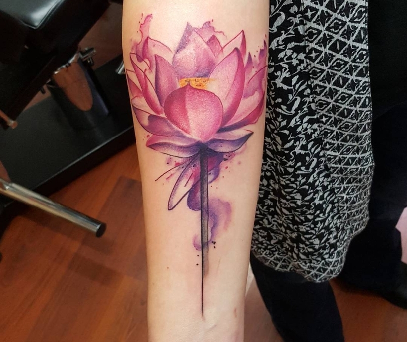 Buy Lotus Unalome Temporary Tattoo  Watercolor Tattoo  Floral Online in  India  Etsy