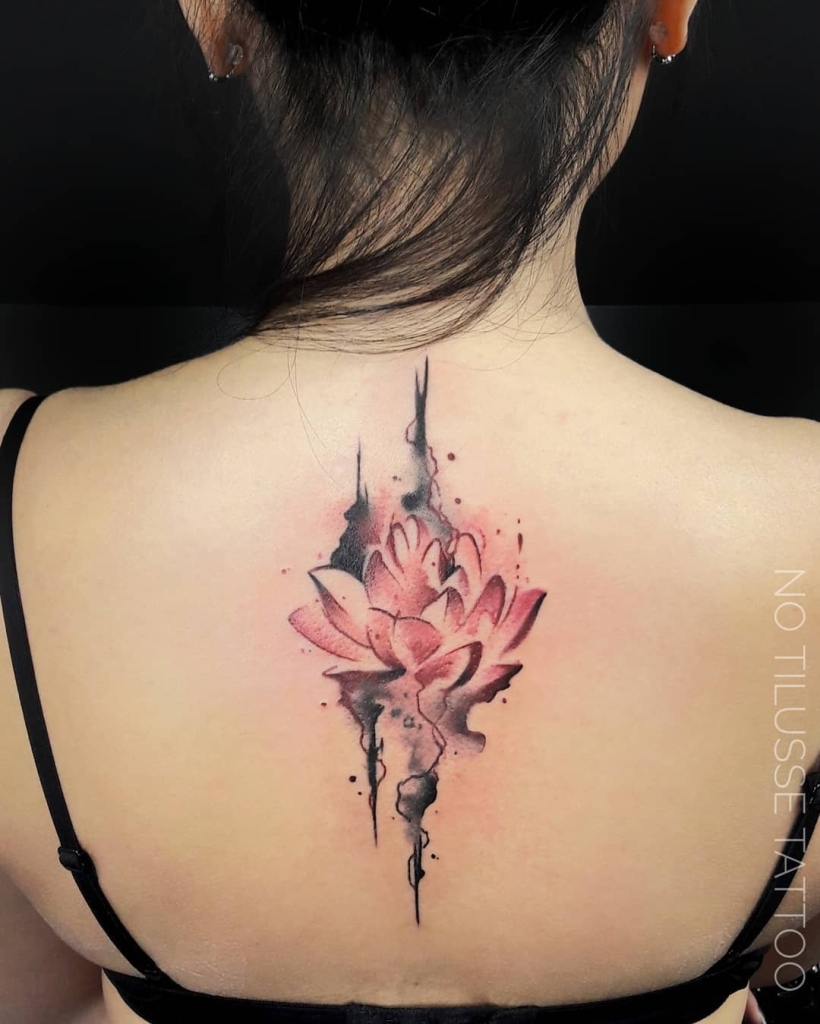 watercolor water lily tattoo