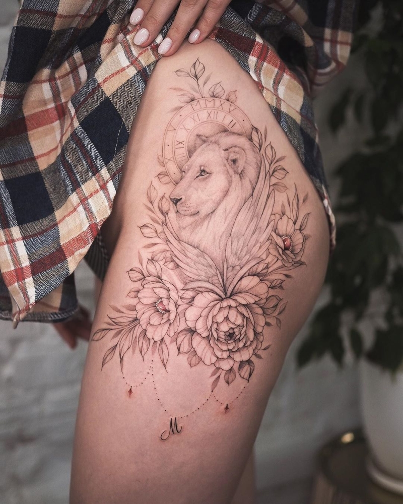 lion hip tattoos