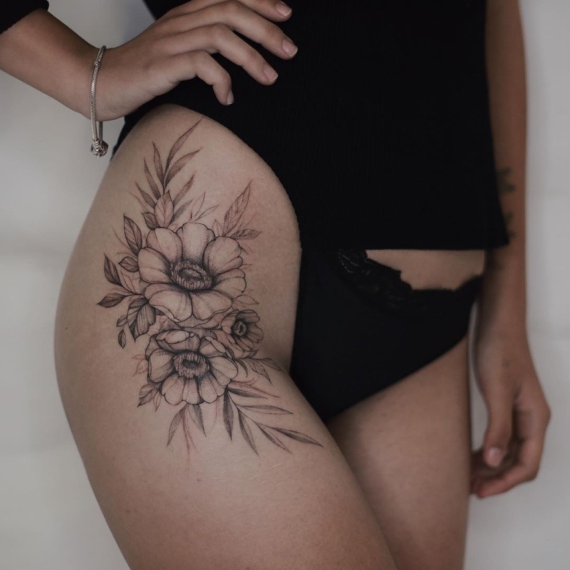 Floral Sexy Temporary Tattoo for Side of Body to Hip Area - Etsy