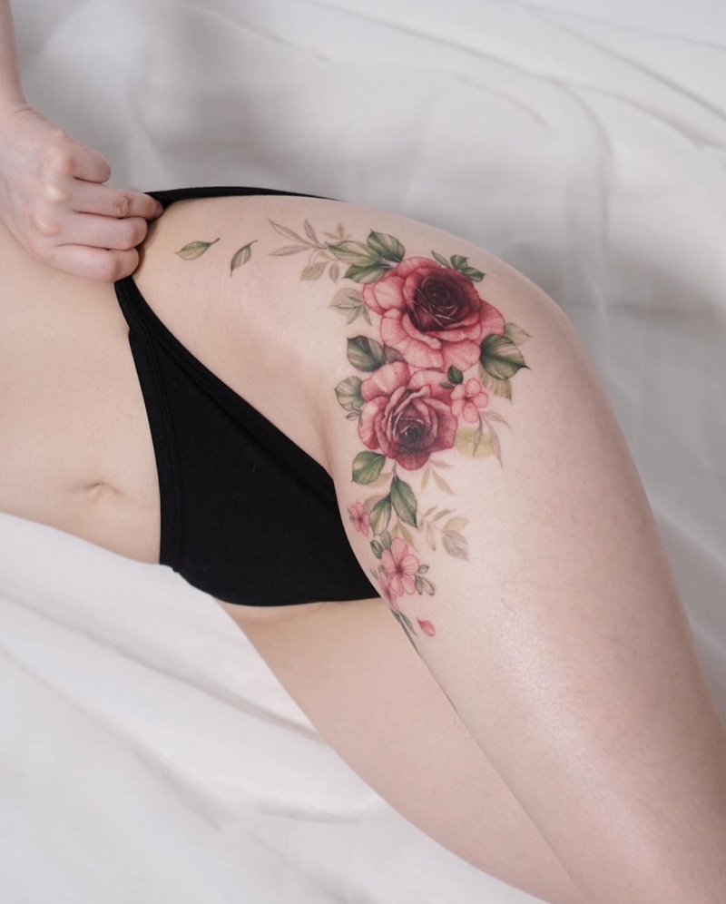 Tattoo uploaded by Katie • Beautiful rose thigh tattoo #rose • Tattoodo