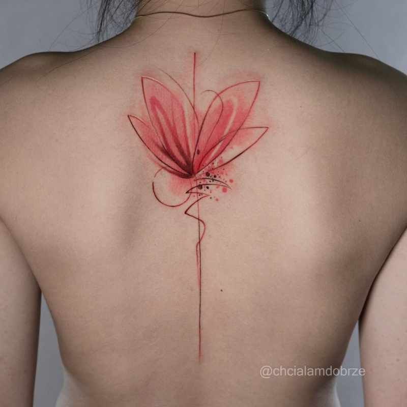floral spine tattoos