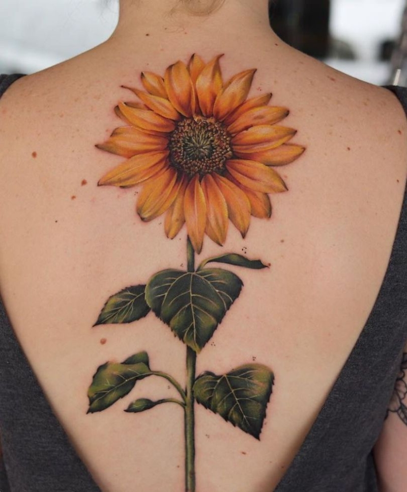 floral spine tattoo 