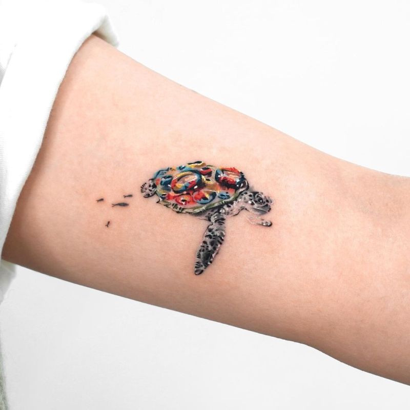 beautiful turtle tattoos for girls