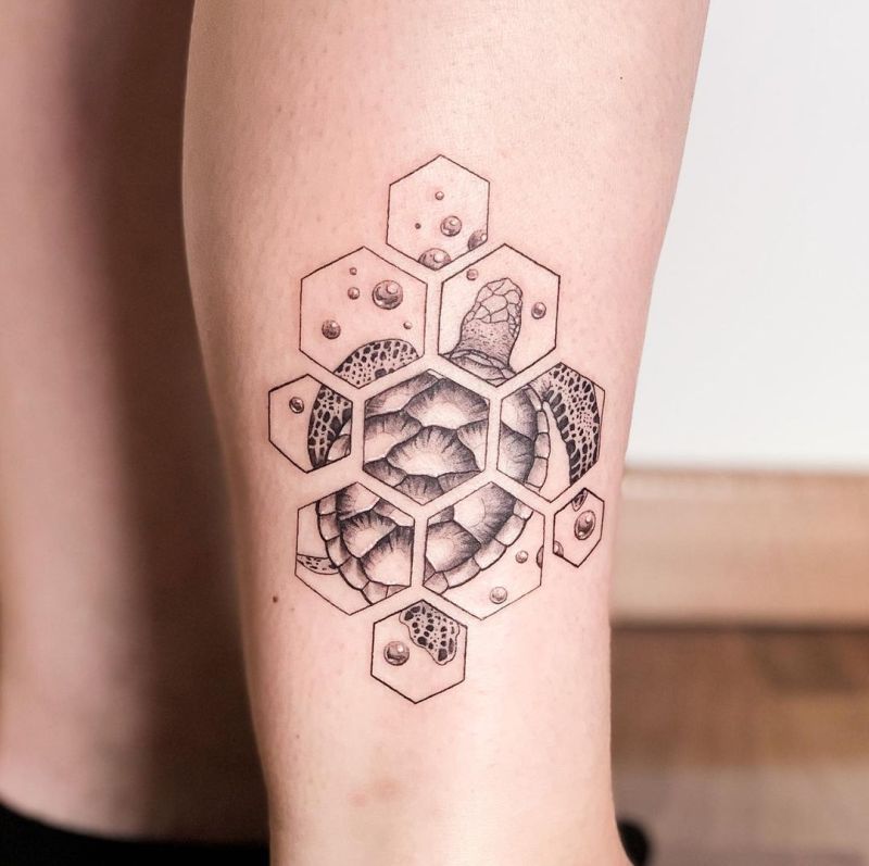 geometric turtle tattoo @annoetattoos 9 - KickAss Things