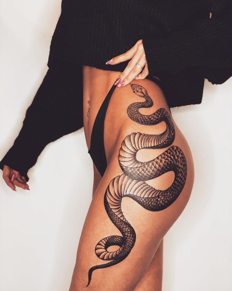 hip snake tattoo