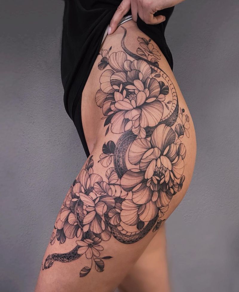 best floral hip tattoo for women @ 7 - KickAss Things