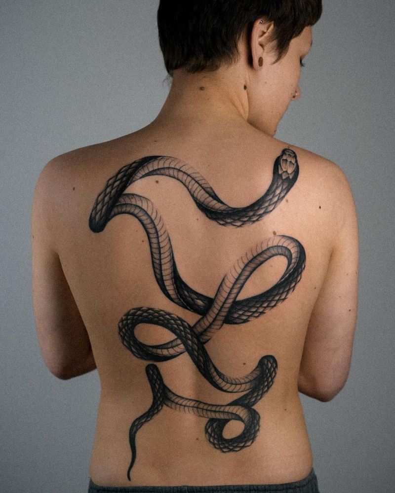 snake tattoos on back
