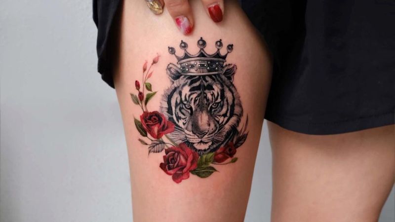 tiger & roses tattoos