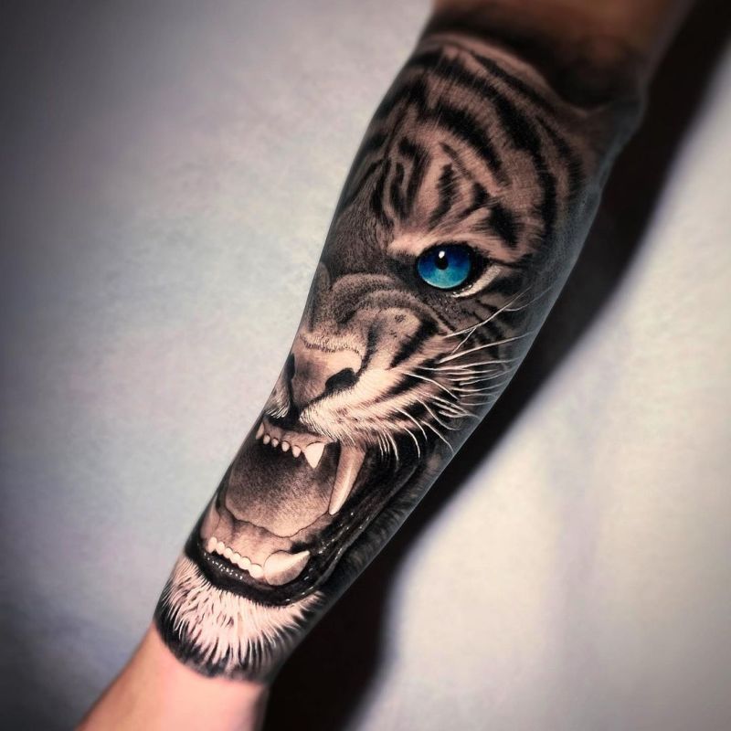 best tattoo ideas 2023 - tiger tattoos @diegoalmeidatattoo - KickAss Things