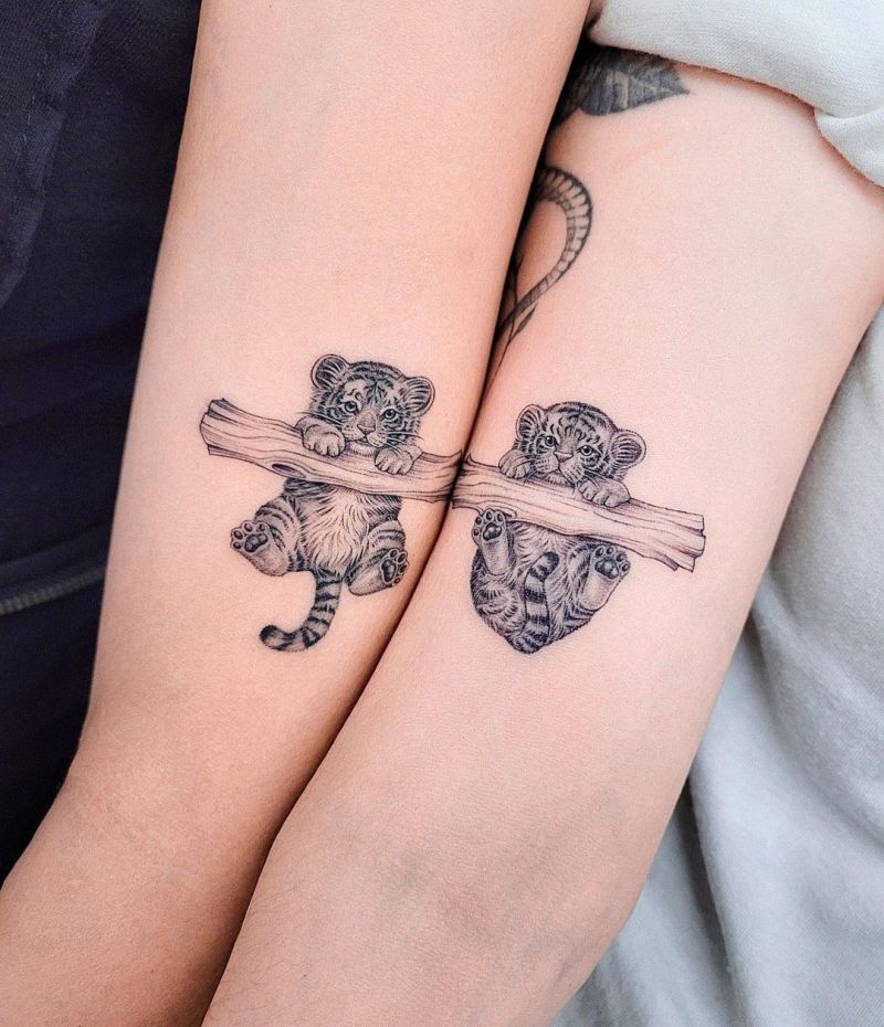 super cute tiger cubs tattoo @sia_tattooer - KickAss Things