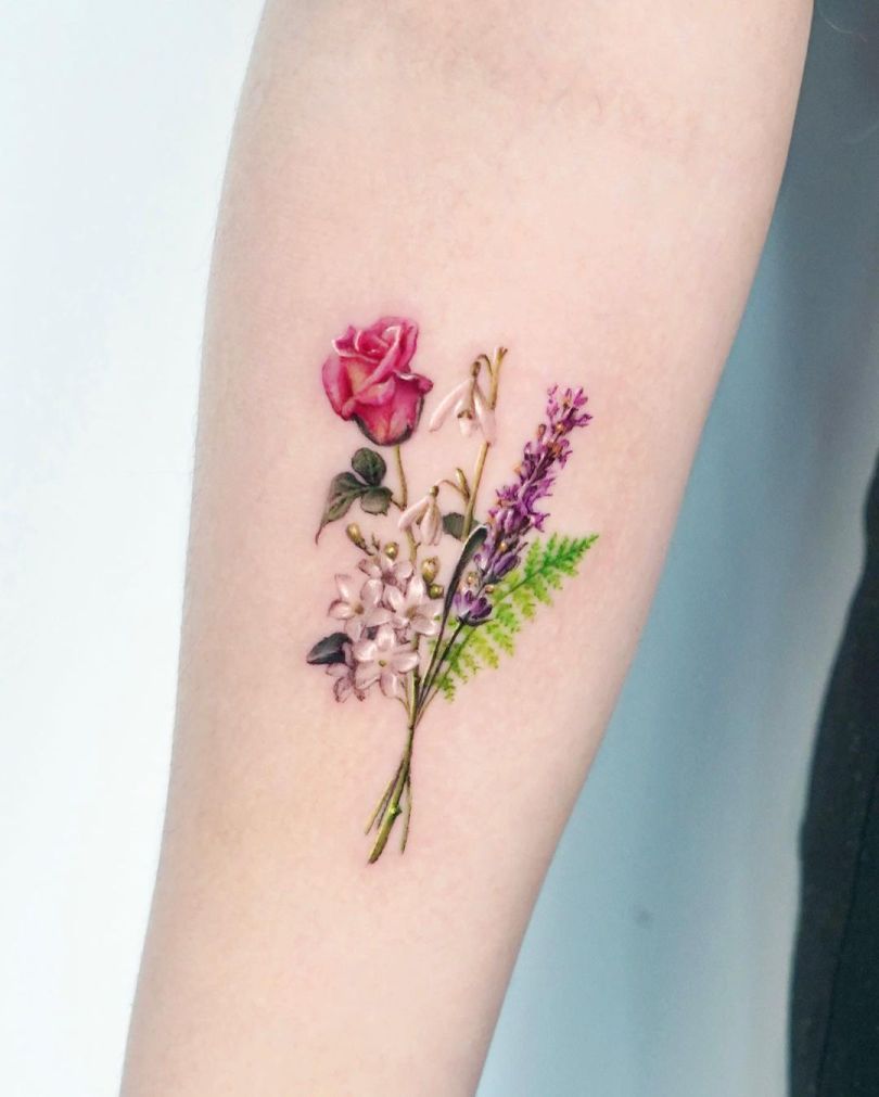 floral bouquet tattoo