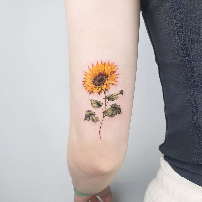cool sunflower tattoo for girls